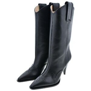 Nina Ricci 90mm Leather Cowboy Boots in Black